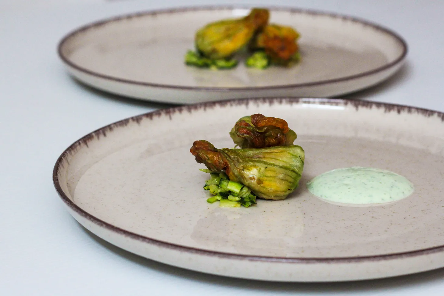 Stuffed zucchini blossoms